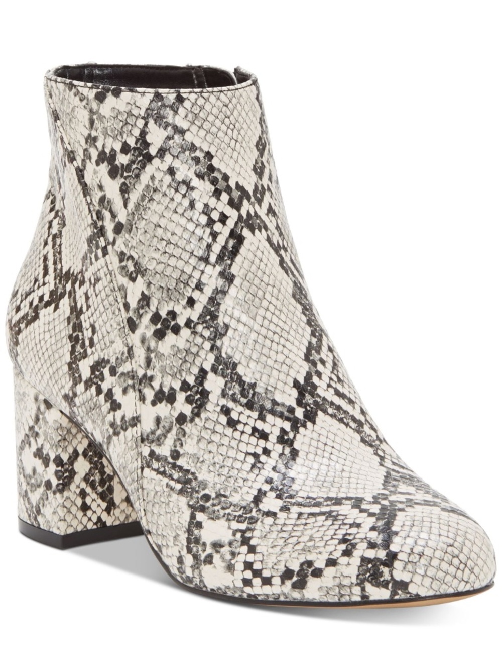 INC White Snakeskin Print Floriann Almond Toe Block Heel Booties